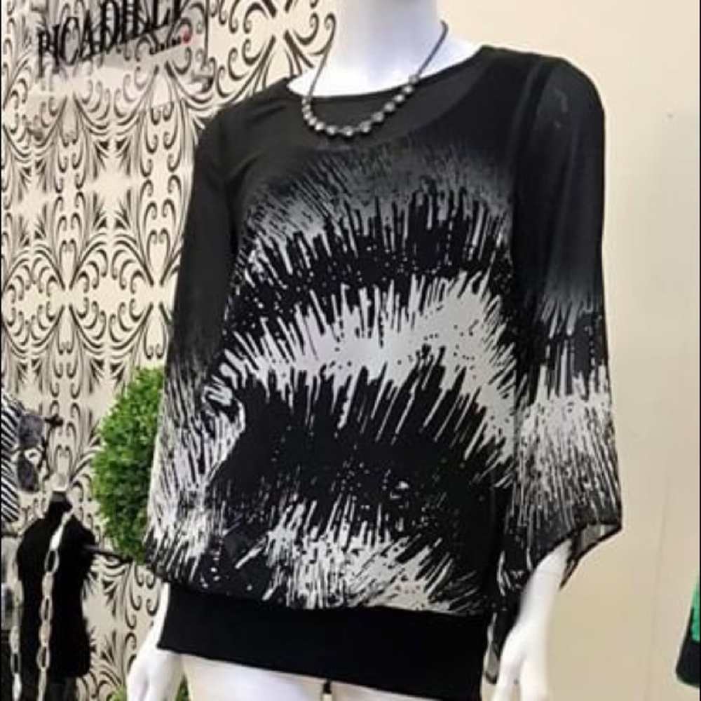 Picadilly Top Black/Off White Size S $45